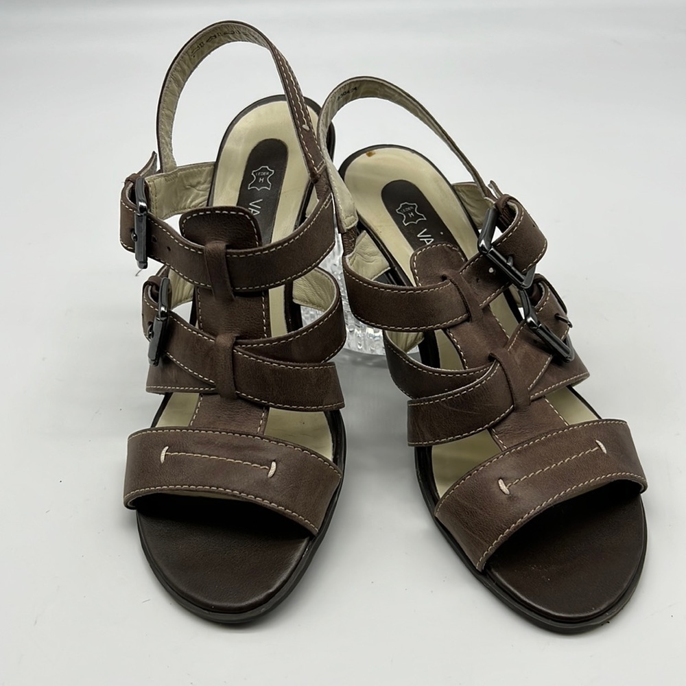 Va Bene Brown Leather Strappy Sandals with Double Buckle's UK size 4/ US 6